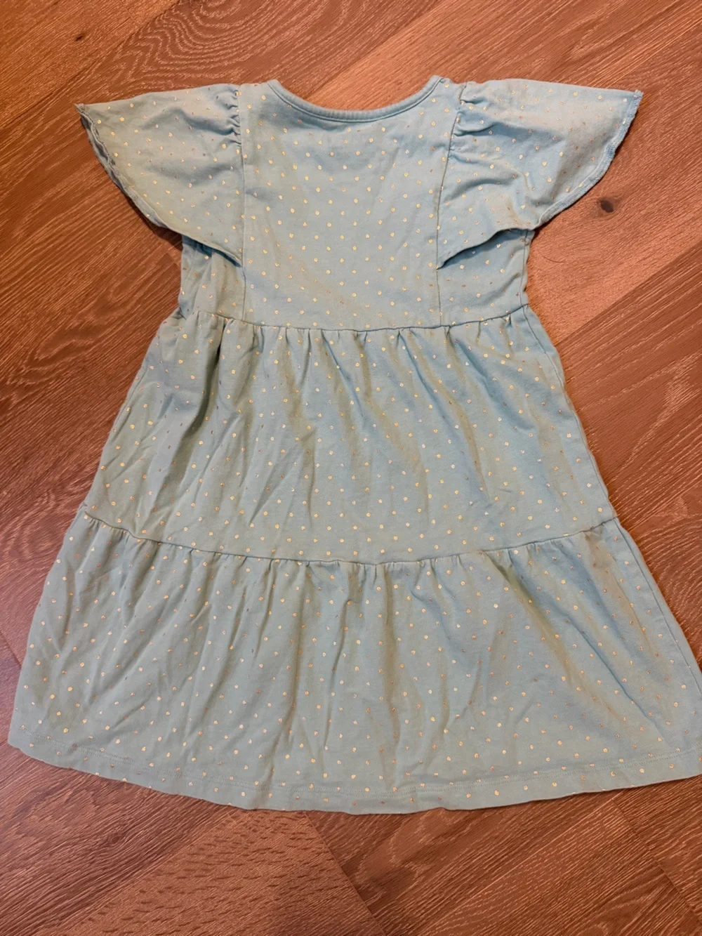 Mini Boden Pale Blue Dress with Gold Dot Accents